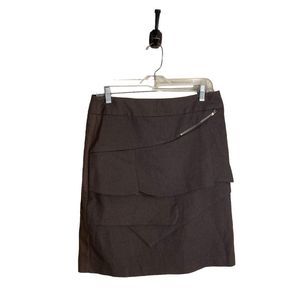 5 for $30 Larry Levine Stretch Tiered Midi Skirt Brown Women's Size 10 Excellent